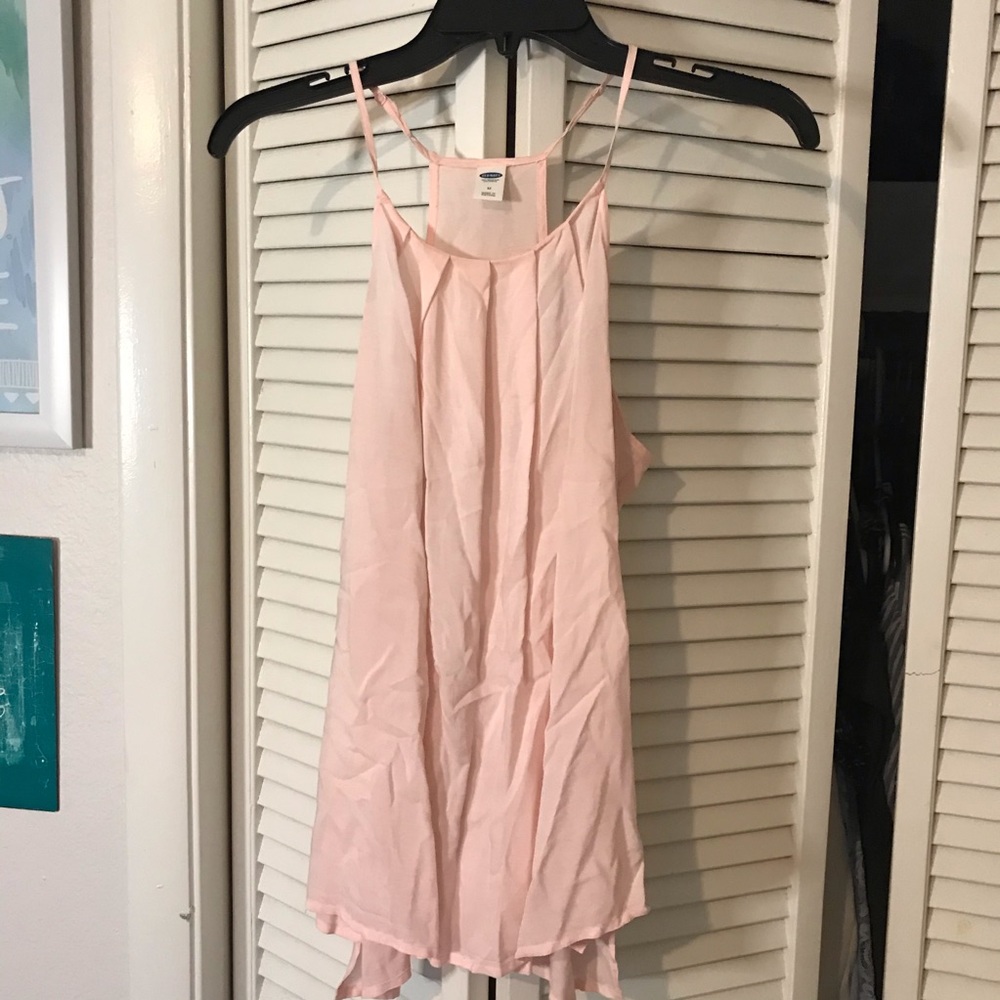 Blush Pink Ruffle Neckline Tank Top